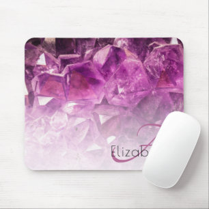 Custom Name Monogram Purple Ombre Crystals Mouse Mat