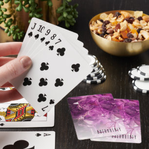 Custom Name Monogram Purple Ombre Crystals Playing Cards