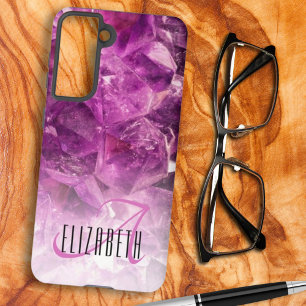 Custom Name Monogram Purple Ombre Crystals Samsung Galaxy Case