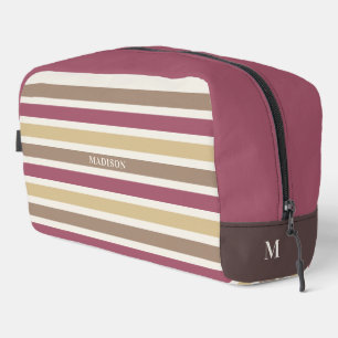 Custom Name & Monogram Retro Stripes Pattern Dopp Kit
