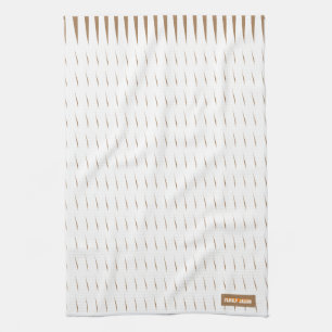 Custom name monogram stripes waves white brown kit tea towel