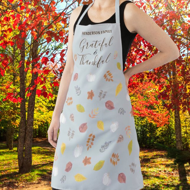 Custom Name Monogram Thanksgiving Fall Leaves Apron (Creator Uploaded)