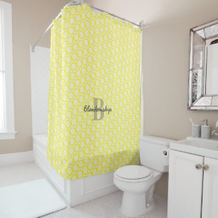 Custom Name Monogram Yellow Ring Pattern  Shower Curtain