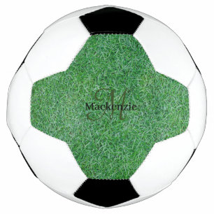 Custom Name Monogram Zen Green Grass Nature Football