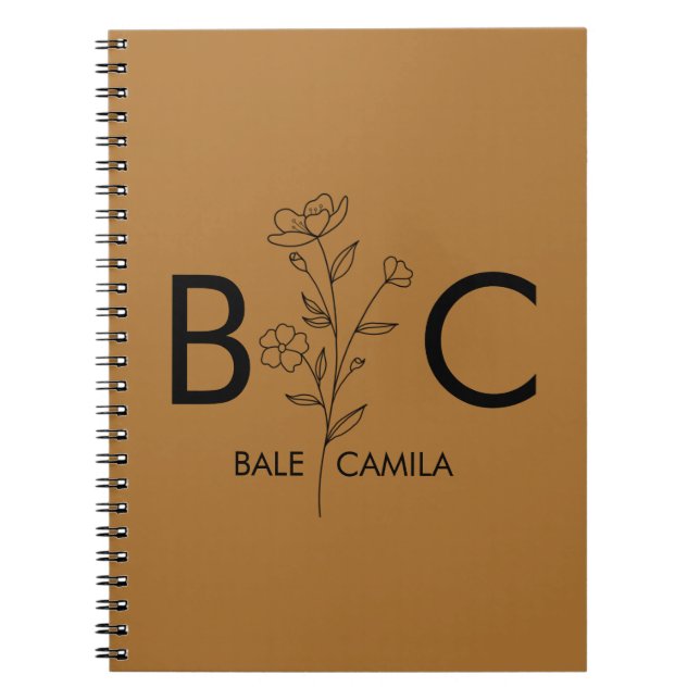 Custom name Monogrammed  Portfolio, Personalised  Notebook (Front)