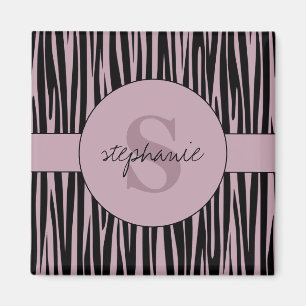 Custom Name Monogrammed Zebra stripes pattern Magnet