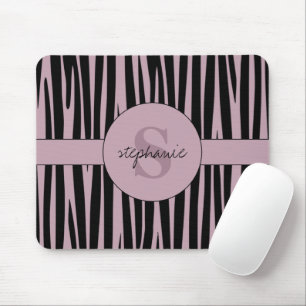 Custom Name Monogrammed Zebra stripes pattern Mouse Mat