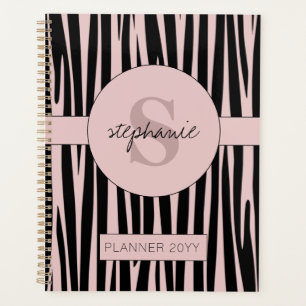 Custom Name Monogrammed Zebra stripes pattern Planner