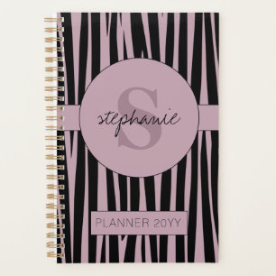Custom Name Monogrammed Zebra stripes pattern Planner