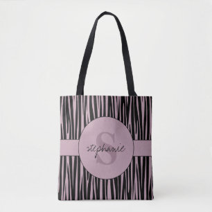 Custom Name Monogrammed Zebra stripes pattern Tote Bag