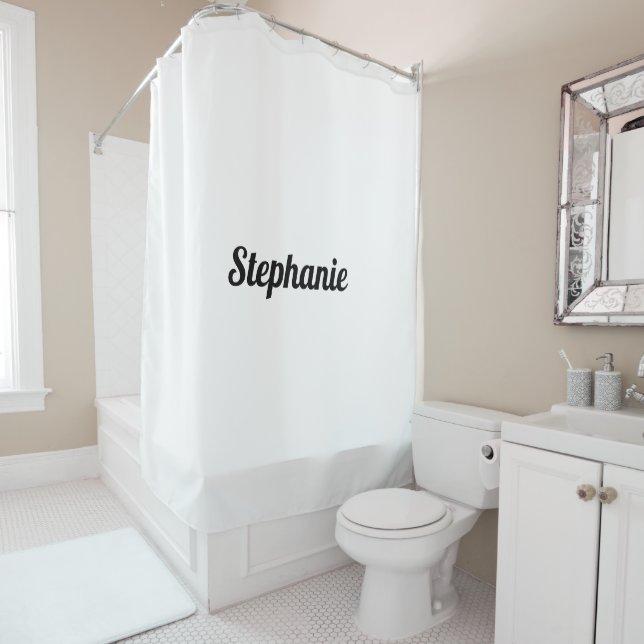 Custom Name Monograms Black White Decor Stylish  Shower Curtain (In Situ)