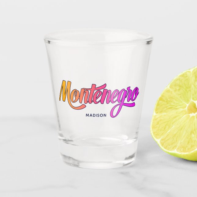 Custom Name Montenegro Shot Glass (Front)