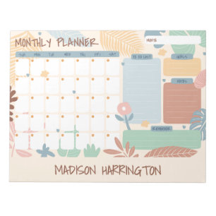 Custom Name Monthly Planner Notepad