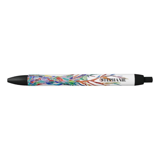 Custom Name Mosaic Tree  Black Ink Pen (Front)