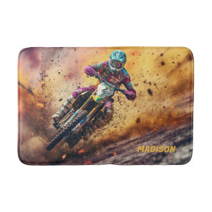 Custom Name Motocross Bath Mat