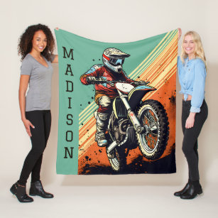 Custom Name Motocross Fleece Blanket