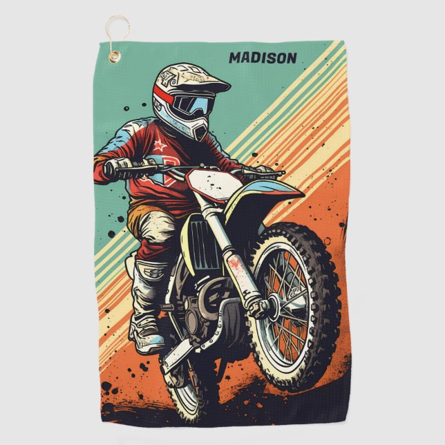 Custom Name Motocross Golf Towel (Front)