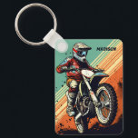 Custom Name Motocross Key Ring<br><div class="desc">See my store for more sports items.</div>