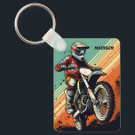 Custom Name Motocross Key Ring<br><div class="desc">See my store for more sports items.</div>