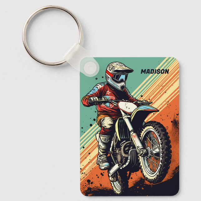 Custom Name Motocross Key Ring (Front)