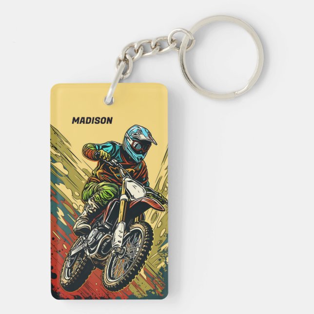 Custom Name Motocross Key Ring (Back)