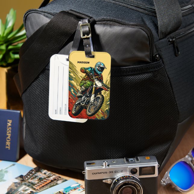 Custom Name Motocross Luggage Tag (Front & Back)