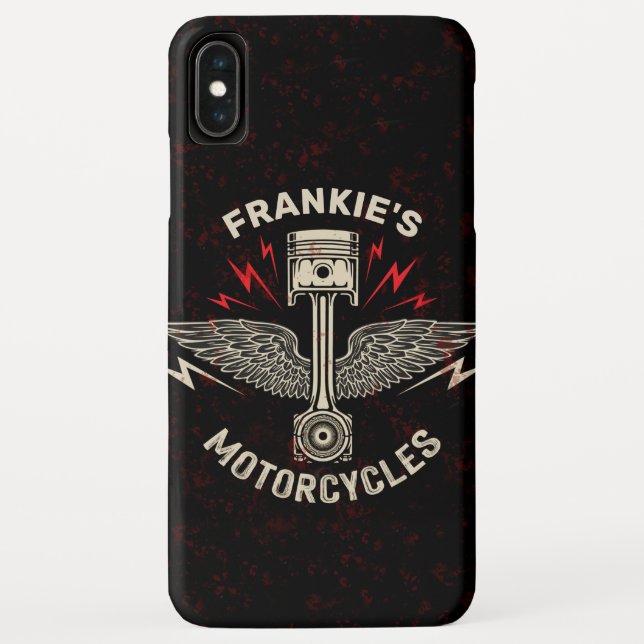 Custom NAME Motorcycle Piston Wings Biker Garage Case-Mate iPhone Case (Back)