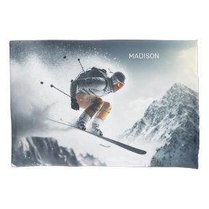 Custom Name Mountain Skier Pillowcase