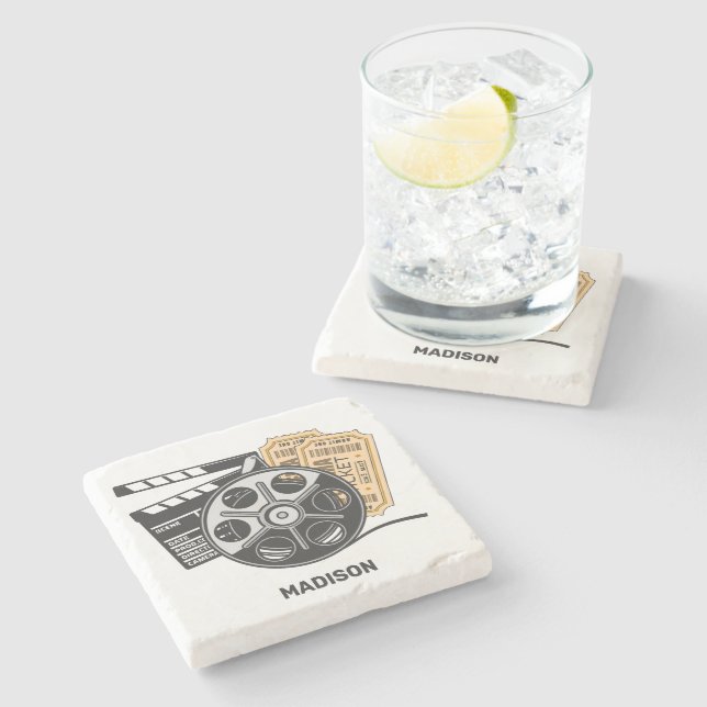 Custom Name Movie Stone Coaster (Side)
