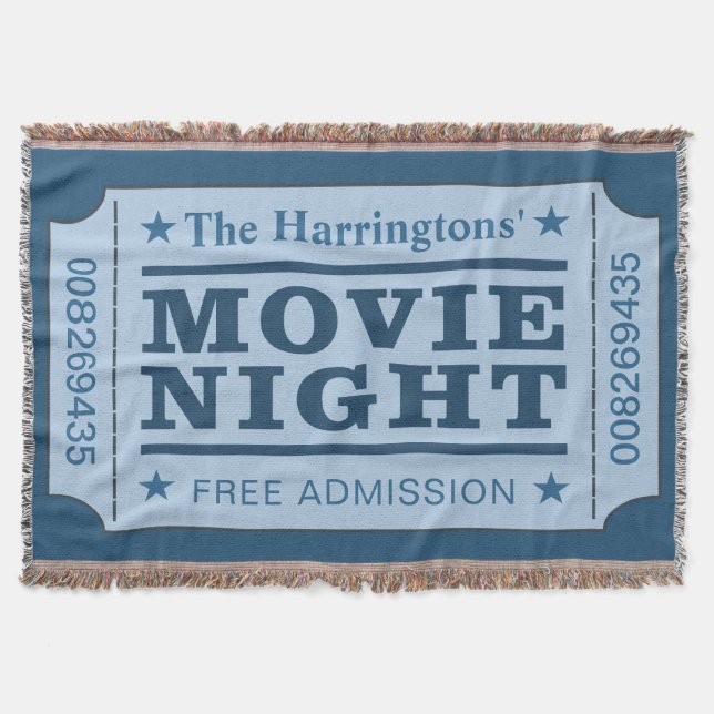 Custom Name “Movie Ticket” throw blanket (Front)