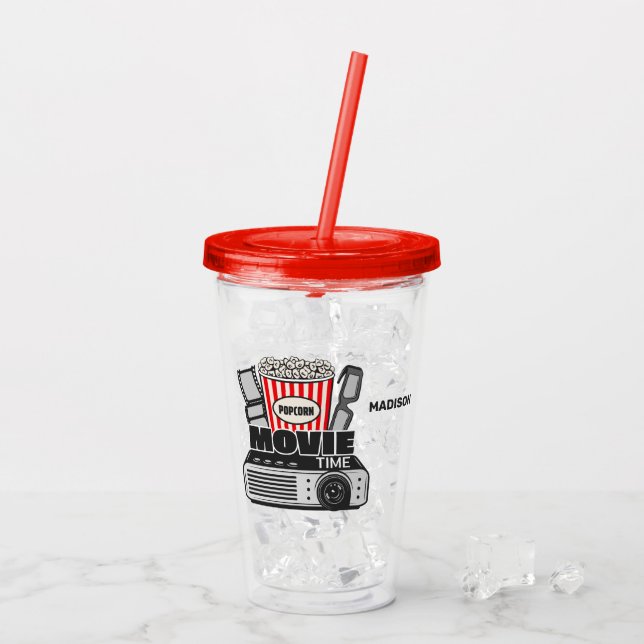 Custom Name Movie Time Acrylic Tumbler (Back Ice)