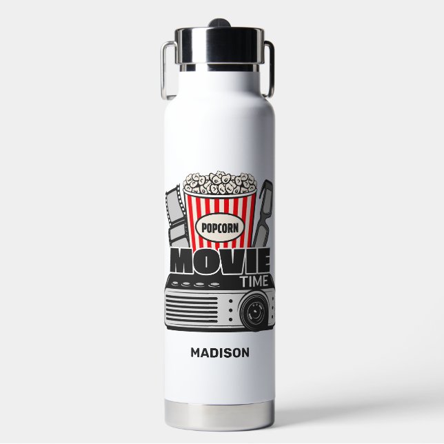 Custom Name Movie Time Water Bottle (Front)