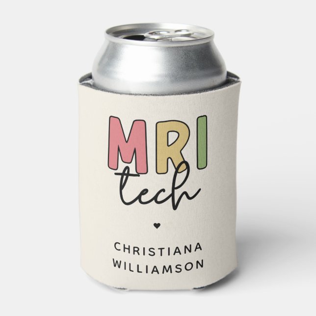 Custom Name MRI Tech | MRI Technologist Gifts Can Cooler (Can Front)