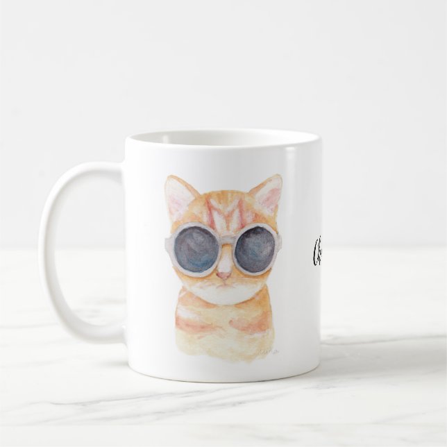 Custom Name Mug Cute Funny Cat Personalised Mug (Left)