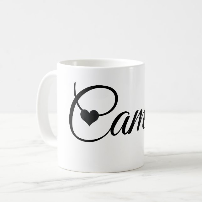 Custom Name Mug Minimalist Script Font with Heart  (Front Left)