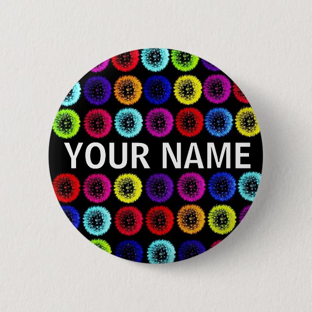 Custom Name Multicolor Dandelions Button (Front)