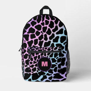 Custom Name Multicolour Animal Print Cow Spots  Printed Backpack