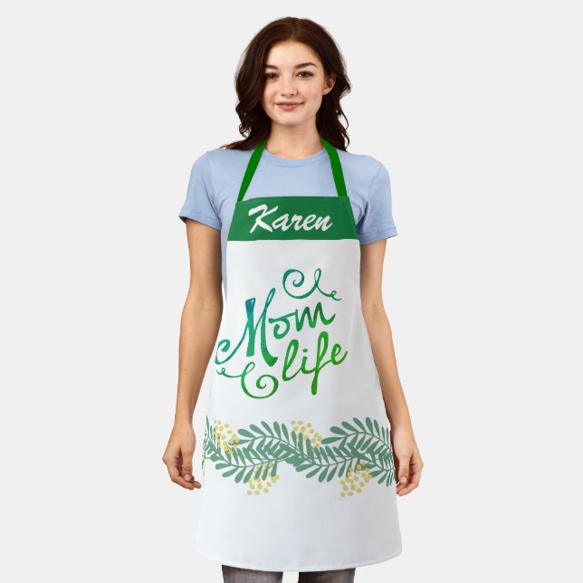 Custom Name Mum life Personalised Chef Womens Apron (Worn)