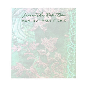 Custom Name Mum Quote Chic Pastel Green Rose Gold Notepad