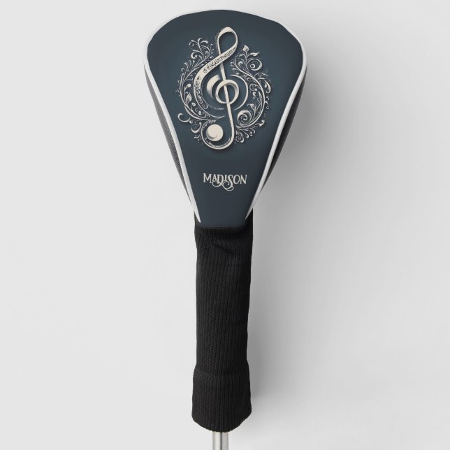 Custom Name Musical Clef Note Golf Head Cover (Front)