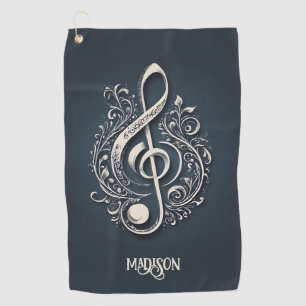 Custom Name Musical Clef Note Golf Towel