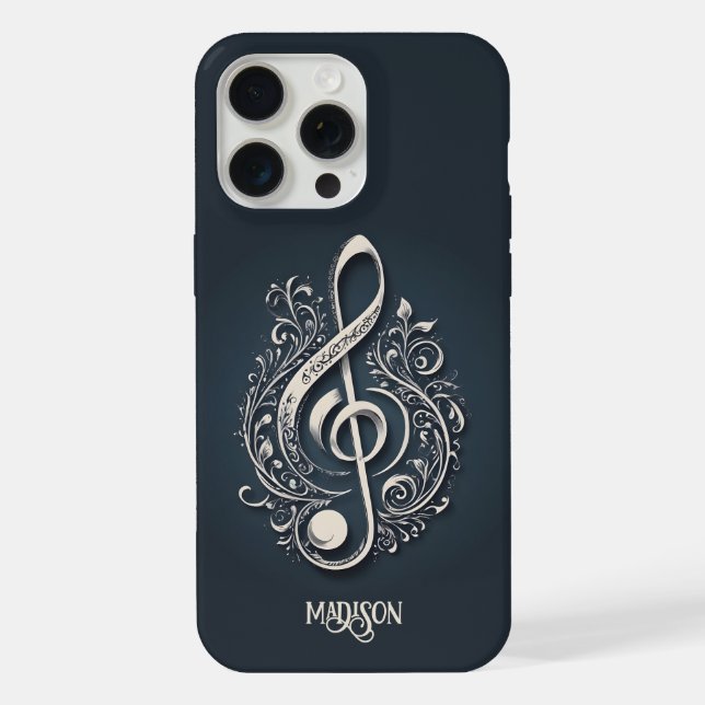 Custom Name Musical Clef Note iPhone Case (Back)