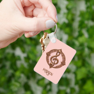 Custom Name Musical Clef Note Key Ring