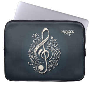 Custom Name Musical Clef Note Laptop Sleeve