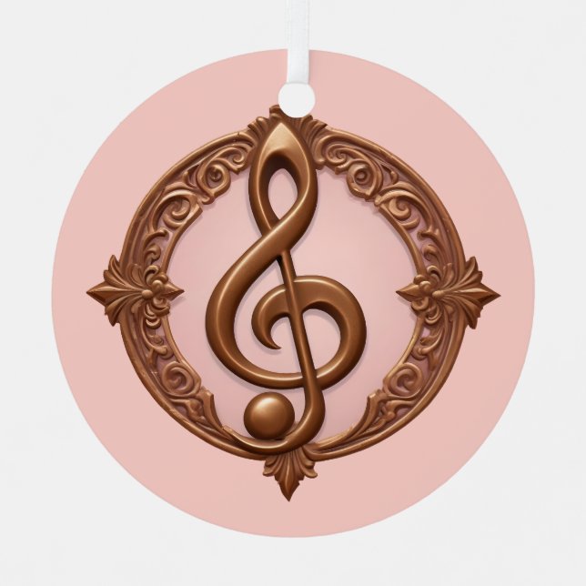 Custom Name Musical Clef Note Metal Tree Decoration (Front)