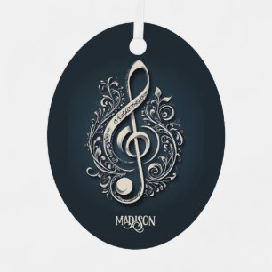 Custom Name Musical Clef Note Metal Tree Decoration