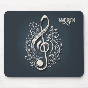 Custom Name Musical Clef Note Mouse Mat