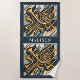 Custom Name Musical Instruments Beach Towel