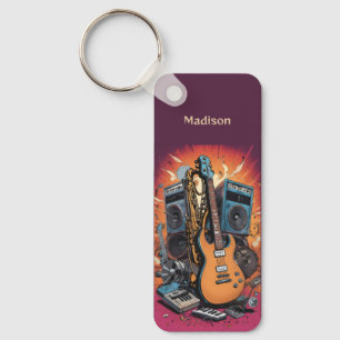 Custom Name Musical Instruments Key Ring