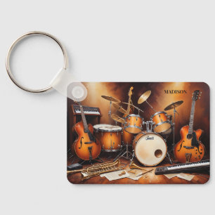 Custom Name Musical Instruments Key Ring